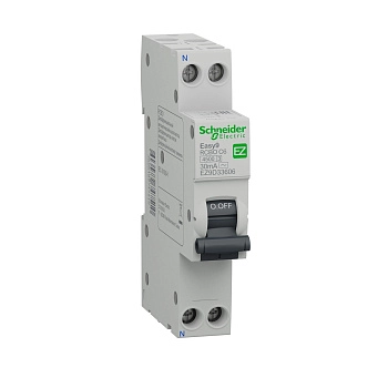 EZ9D33616 | Дифференциальный автомат Easy9, 1p+N 16А, кривая C, 30мА, тип AC, 4,5кА, Schneider Electric