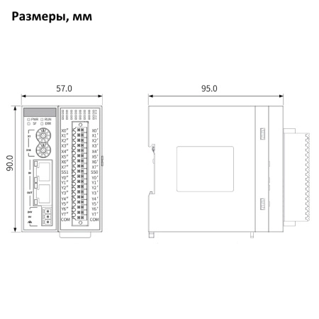 GR10-1616ETNE | Модуль расширения ведомый EtherCAT 16 дискретных входов и 16 транзисторных выходов NPN, съемный пруж, Inovance