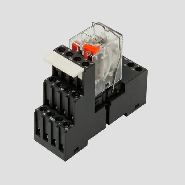HF18-230AC-4 | Комплект реле: колодка винт;пластиковая клипса;маркер + реле Hongfa 4CO 6A; AgNi; катушка 230B AC, ID