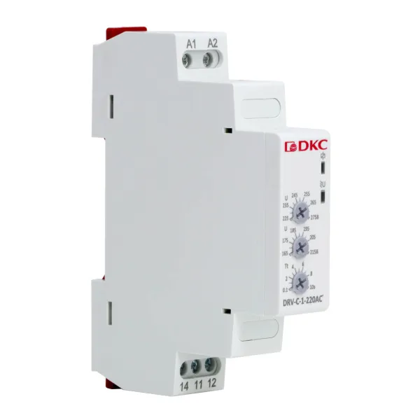 dkcDRV-C-1-220AC | Реле контроля напряжения однофазное,  тип DRV, конфигурация контакта 1CO, 220В AC, DKC
