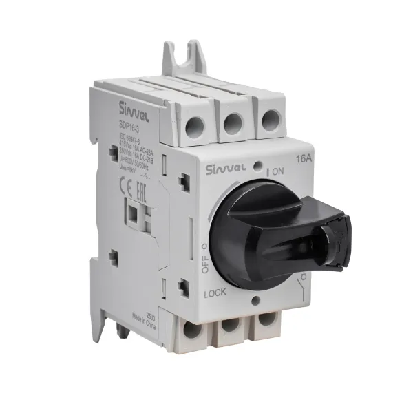 SDP16-3 | Выключатель-разъединитель, 16 А, 3Р, ручка прямого монтажа с блокировкой, Sinvel