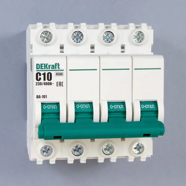 11089DEK | Автоматический выключатель ВА-101 4P 10А C 4.5кА, Dekraft