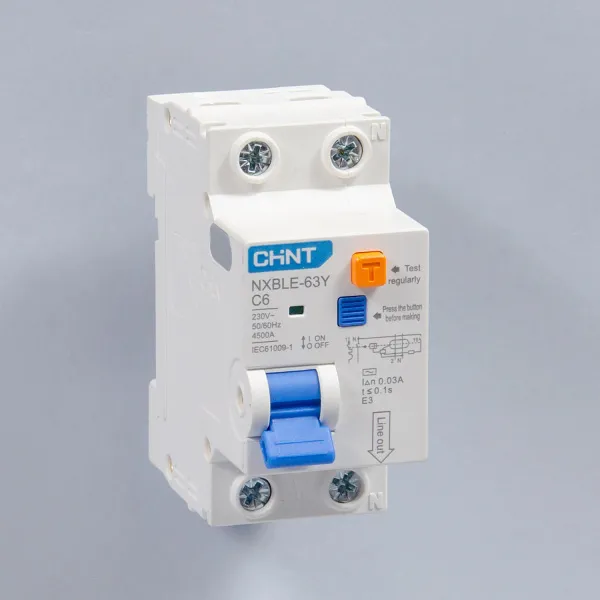 105540 | Дифференциальный автомат NXBLE-63Y 1P+N 6А 30мА электронный тип AС, характеристика C, 4,5кА, Chint