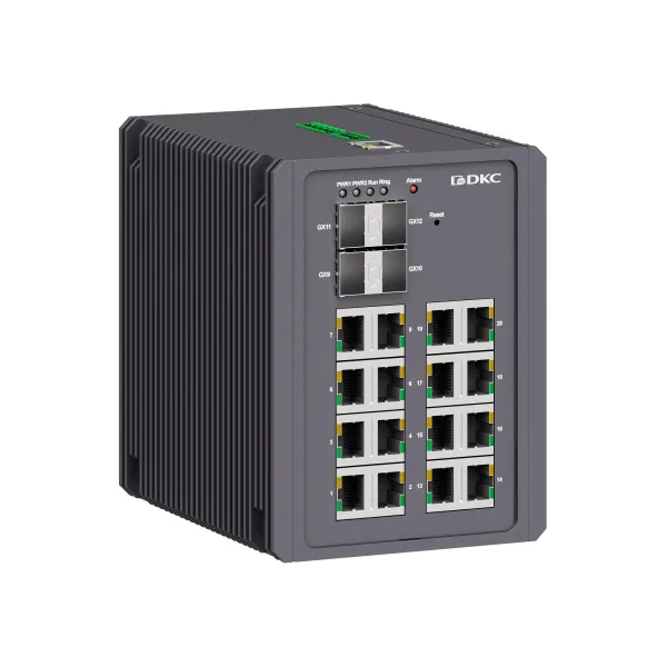 dkcN2000-4GX16GEPN-P1 | Промышленный управляемый коммутатор, 4×100Base-FX, 1000Base-X SFP слота: 16×10/100/1000Base-T(X) пор, DKC