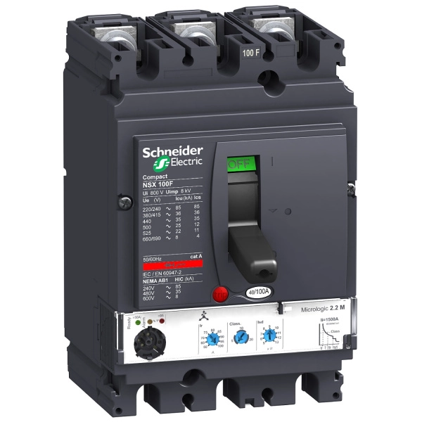 LV433304 | Автоматический выключатель NSX100HB1 Micrologic 2.2M 3P3d 25A 75/85кА, Schneider Electric