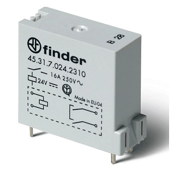 453170240310 | Миниатюрное реле, серия 45, 24В DC чувств., 16А, 1NO, Finder