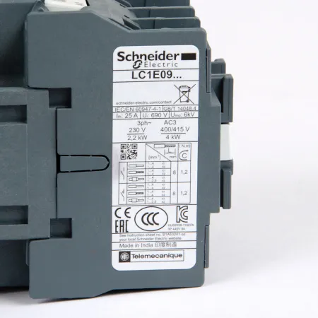 LC1E0910M5 | Контактор, серия EasyPact TVS, 3P, 9А, 1НО, управление 220В AC, Schneider Electric