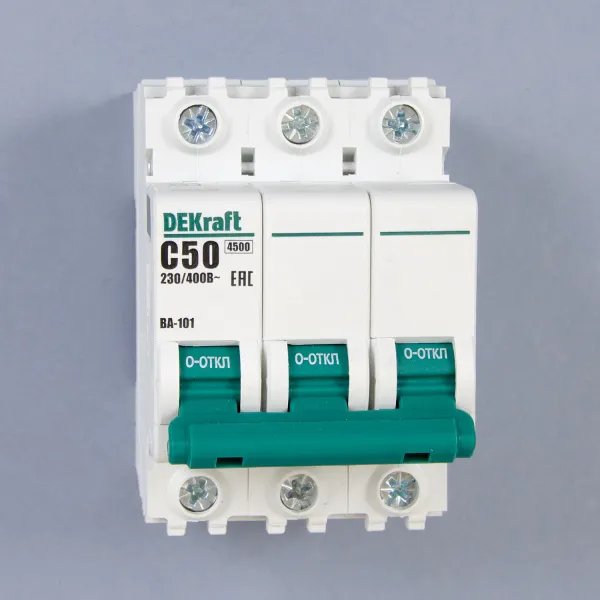 11083DEK | Автоматический выключатель ВА-101 3P 50А C 4.5кА, Dekraft