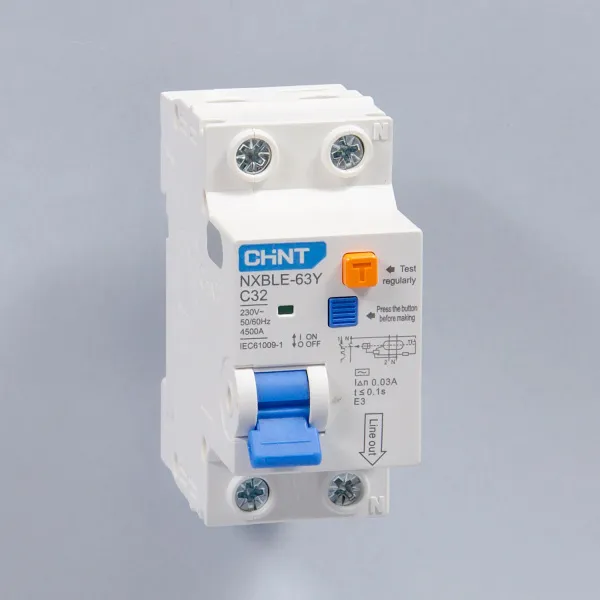 105545 | Дифференциальный автомат NXBLE-63Y 1P+N 32А 30мА электронный тип AС, характеристика C, 4,5кА, Chint