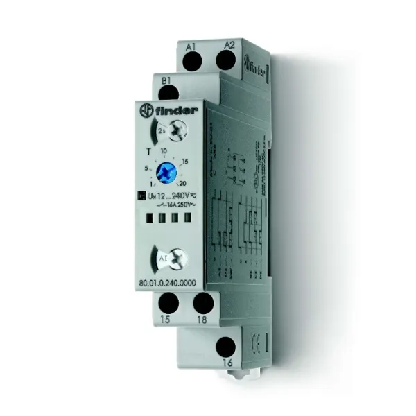 800102400000 | Таймер 83 серии, функции AI;DI;SW;BE;CE;DE, 1 СО, питание 12…240В АС/DC, Finder