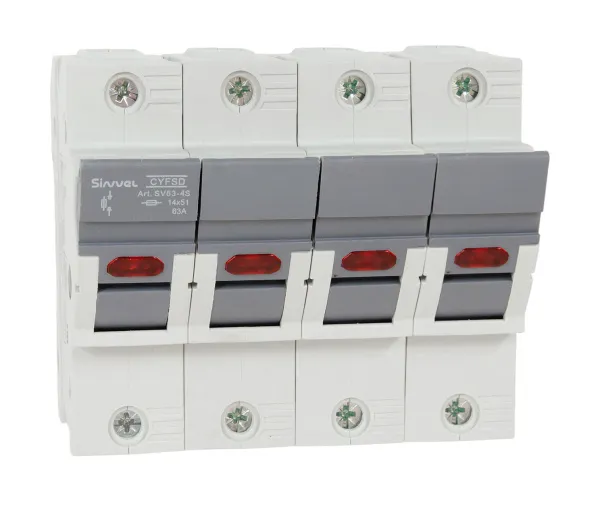 SV63-4S | Модульный ПВР, 63 А, 4Р, для 14х51мм, LED, 690 B AC/ 250 B DC, Sinvel 