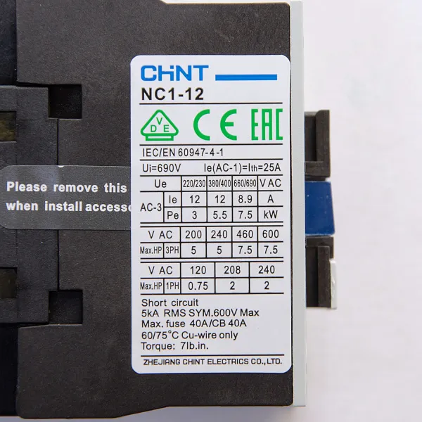 221358 | Контактор NC1-1210 12А 230В/АС3 1НО 50Гц, Chint