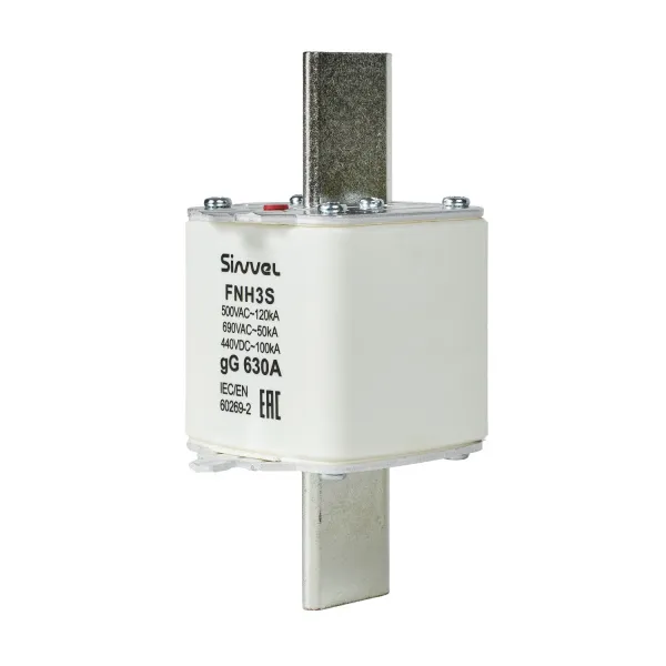 FNH3S-630 | Предохранитель 630 A, габарит 3, gG, 500 B AC/ 440 B DC, боёк, Sinvel 