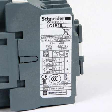 LC1E1801M5 | Контактор, серия EasyPact TVS, 3P, 18А, 1НЗ, управление 220В AC, Schneider Electric