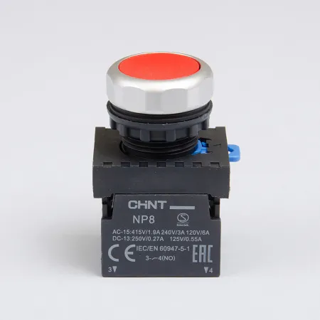 667114 | Кнопка NP8-11BN/4 красный, 1НО+1НЗ, IP65, Chint