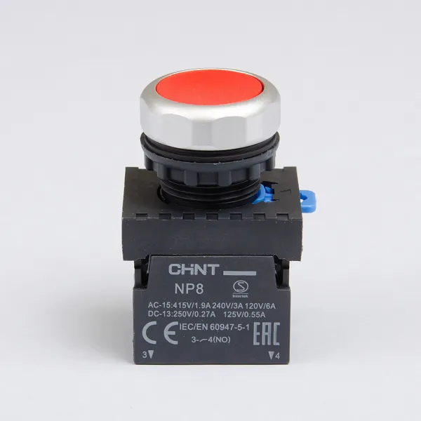667114 | Кнопка NP8-11BN/4 красный, 1НО+1НЗ, IP65, Chint