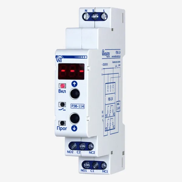 РЭВ-114 | Реле времени Uпит. AC 220В, задержка от 0,1сек. до 10 дней, 2СО 6A, Новатек