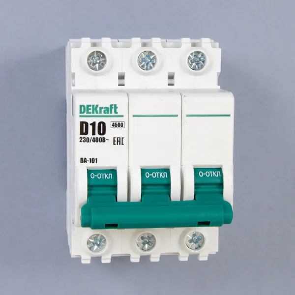 11125DEK | Автоматический выключатель ВА-101 3P 10А D 4.5кА, Dekraft