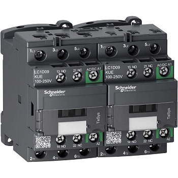 LC2D09BNE | Контактор реверсивный, серия Tesys D Green, 3P, 9 А, AC3, 1 НО +1 НЗ, 24-60В AC/DC, Schneider Electric