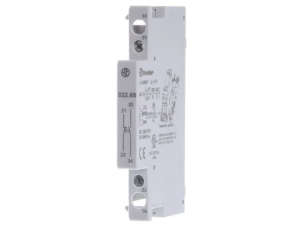 02265 | Модуль дополнительных контактов для контакторов 22.44, 22.64, 1НО+1НЗ, 6А, Finder