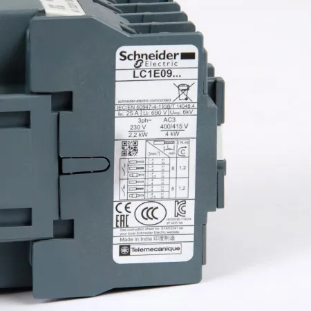 LC1E0901B5 | Контактор, серия EasyPact TVS, 3P, 9А, 1НЗ, управление 24В AC, Schneider Electric