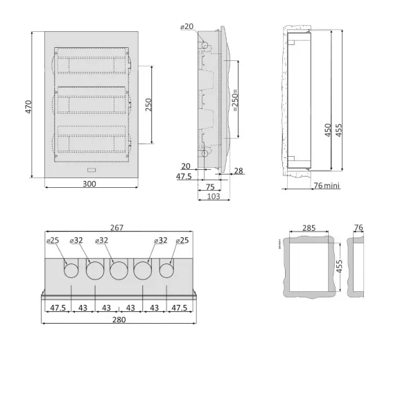 EZ9E312P2FRU | City9 Box корпус встраиваемый с белой дв. 3ряд/36мод, Systeme Electric