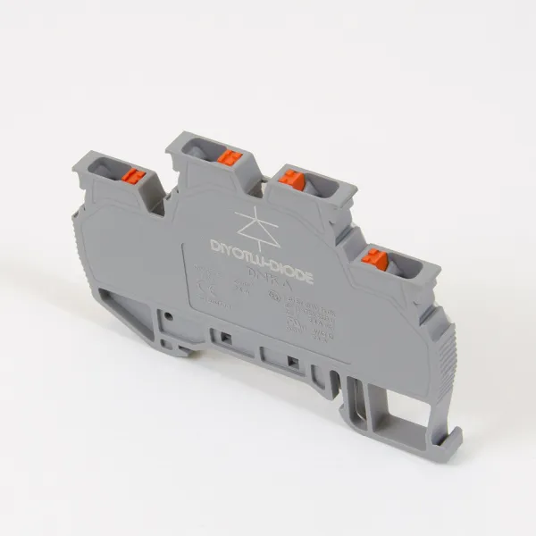 1020459A | Клеммник пруж.быстрозажимной (Push in) 2-хярусный, с диодом, 2,5 мм.кв., (серый), напра, Onka