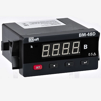 50330DEK | Амперметр цифровой 96x48мм однофазный, вход 1А, выход RS485, LED-дисплей АМ-48D, Dekraft