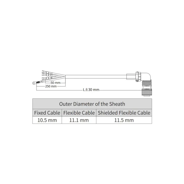 Силовой кабель для сервомотора MS1H2 (4,0кВт; 5,0кВт) без тормоза, 10м