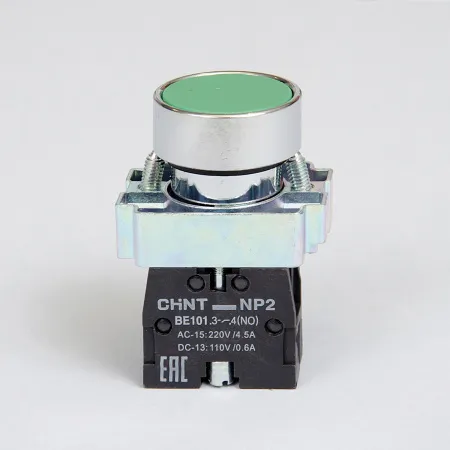 574842 | Кнопка NP2-BA31, зелёная, металл, 1НО, IP40, Chint
