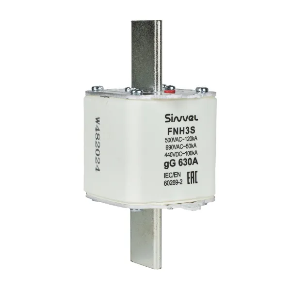 FNH3S-630 | Предохранитель 630 A, габарит 3, gG, 500 B AC/ 440 B DC, боёк, Sinvel 