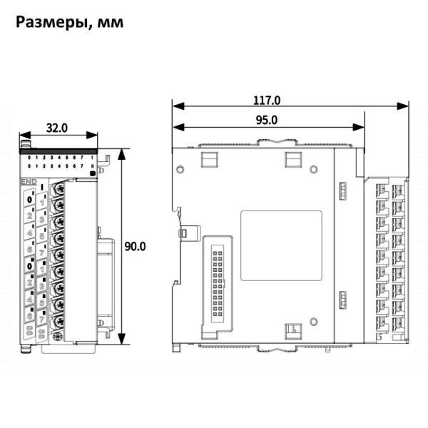 GL10-1600END | Модуль расширения для ПЛК 16 дискретных входов  (PNP)/(NPN), винтовые клеммы, Inovance