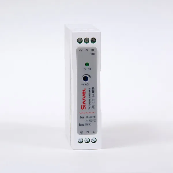 Блок питания SDL 24 Вт, питание 90-264В AC, 127-370В DC; выход 24В DC, пластиковый корпус, Sinvel, SDL-020-24