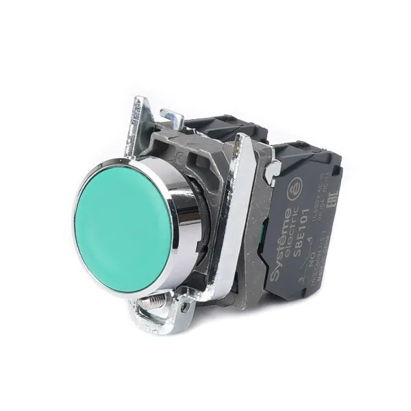 SB4BA35 | Кнопка зелёная, металл, 1НО+1НЗ, Systeme Electric