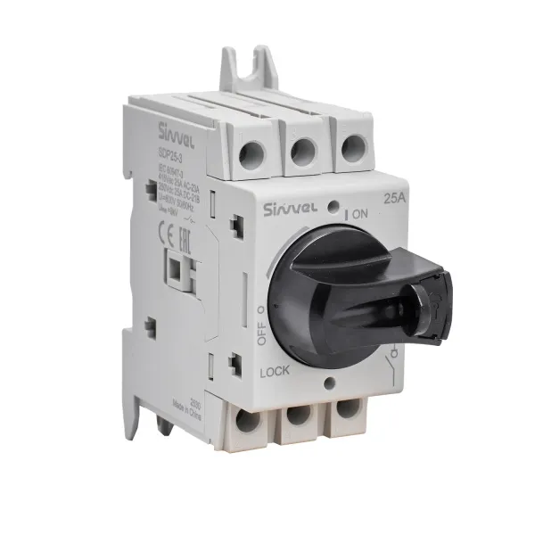 SDP25-3 | Выключатель-разъединитель, 25 А, 3Р, ручка прямого монтажа с блокировкой, Sinvel