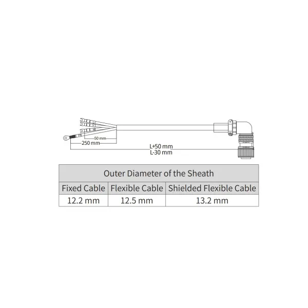 Силовой кабель для сервомотора MS1H3(4,4кВт и выше) без тормоза, 10м