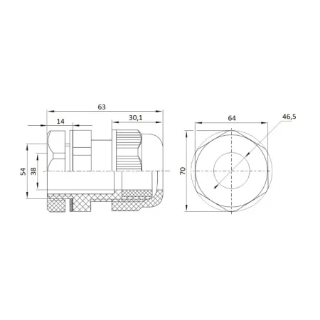 ID PPG-42 | Кабельный ввод PG42, пластик, диаметр кабеля 32-38мм, Clims