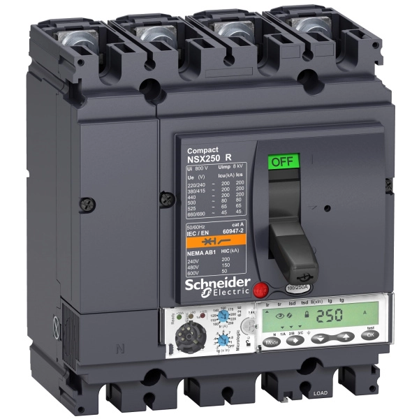 LV433587 | Автоматический выключатель NSX250HB2 Micrologic 6.2E 4P3d 160A 100кА, Schneider Electric