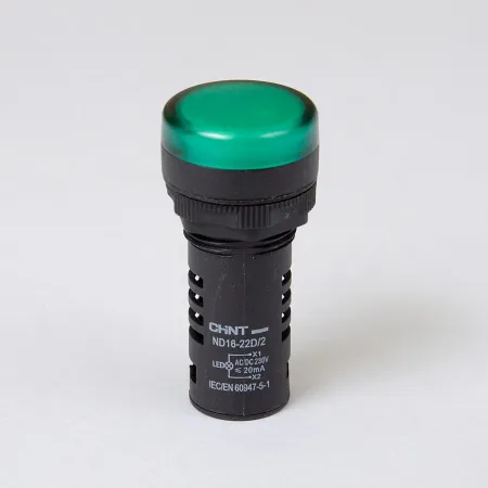 593077 | Индикатор ND16-22D/2 зелёный 230В AC/DC, Chint