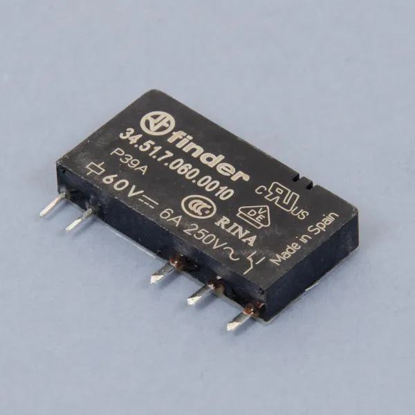 345170600010 | Миниатюрное реле, серия 34, 60В DC чувств., 6А, 1CO, Finder