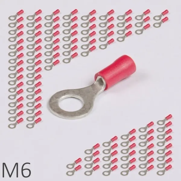 ID RF-M6 | Наконечник изолированный 0,5-1,5 кв.мм кольцевой M6, красный (уп.-100шт.), Clims