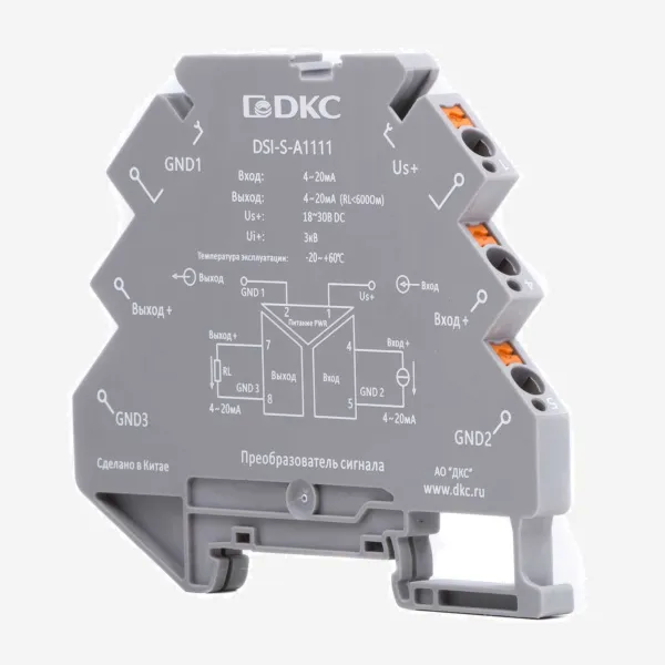 dkcDSI-S-A1111 | Преобразователь сигнала DSI-S, 6,2 мм 1 вход 4…20 мА, 1 выход 4…20 мА, DKC