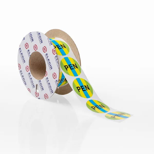 1170306  | Маркировочная наклейка круглая NPP-30-YGB-PEN, желто-зеленая-синяя+PEN  (рулон 500 шт.), Elegir 