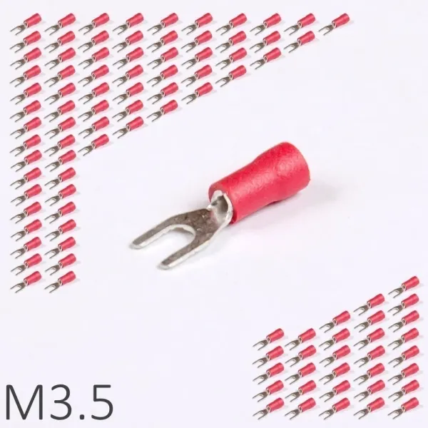 ID RF-U3.5 | Наконечник изолированный 0,5-1,5 кв.мм вилочный, M3,5, красный (уп.-100шт.), Clims