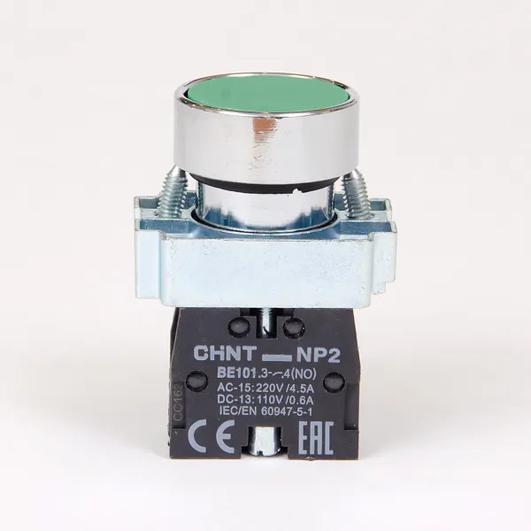 573956 | Кнопка NP2-BA31, зелёная, металл, 1НО, IP40, Chint