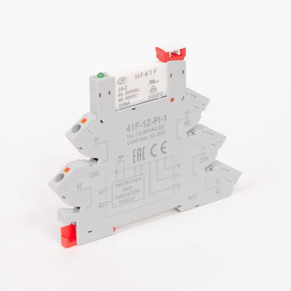 HF41-220-P | Комплект реле: колодка Push-in;маркер + реле Hongfa 1CO 6A; AgNi; катушка 220-240В AC/DC, ID