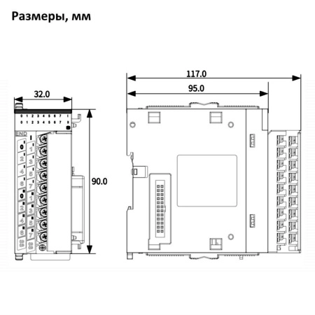 GL10-1600END | Модуль расширения для ПЛК 16 дискретных входов  (PNP)/(NPN), винтовые клеммы, Inovance