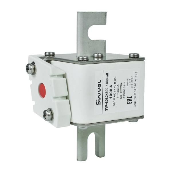 SVF-80B2K690-1000-aR | Предохранитель, 1000 А, 690 В AС, aR, ножи под болт, габ 2, монт расст 80 мм, Sinvel 
