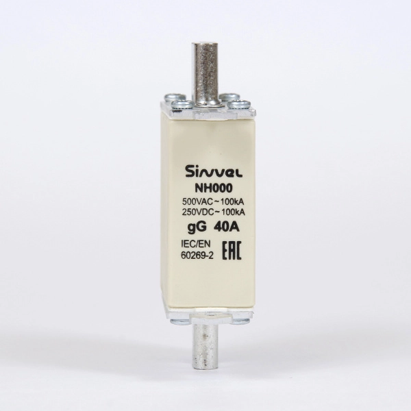 FNH000S-40 | Предохранитель 40 A, габарит 000, gG, 500 B AC/ 250 B DC, боёк, Sinvel 