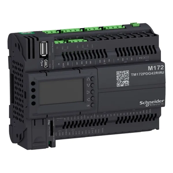 TM172PDG42RIRU | ПЛК M172 с дисплеем 42 I/O Eth 2RS485 изол, Schneider Electric